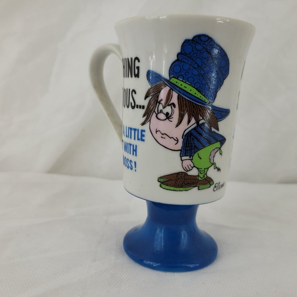 Vintage Arnart Footed Coffee Office Mug Office Humor Depicts Butt Chewing Japan